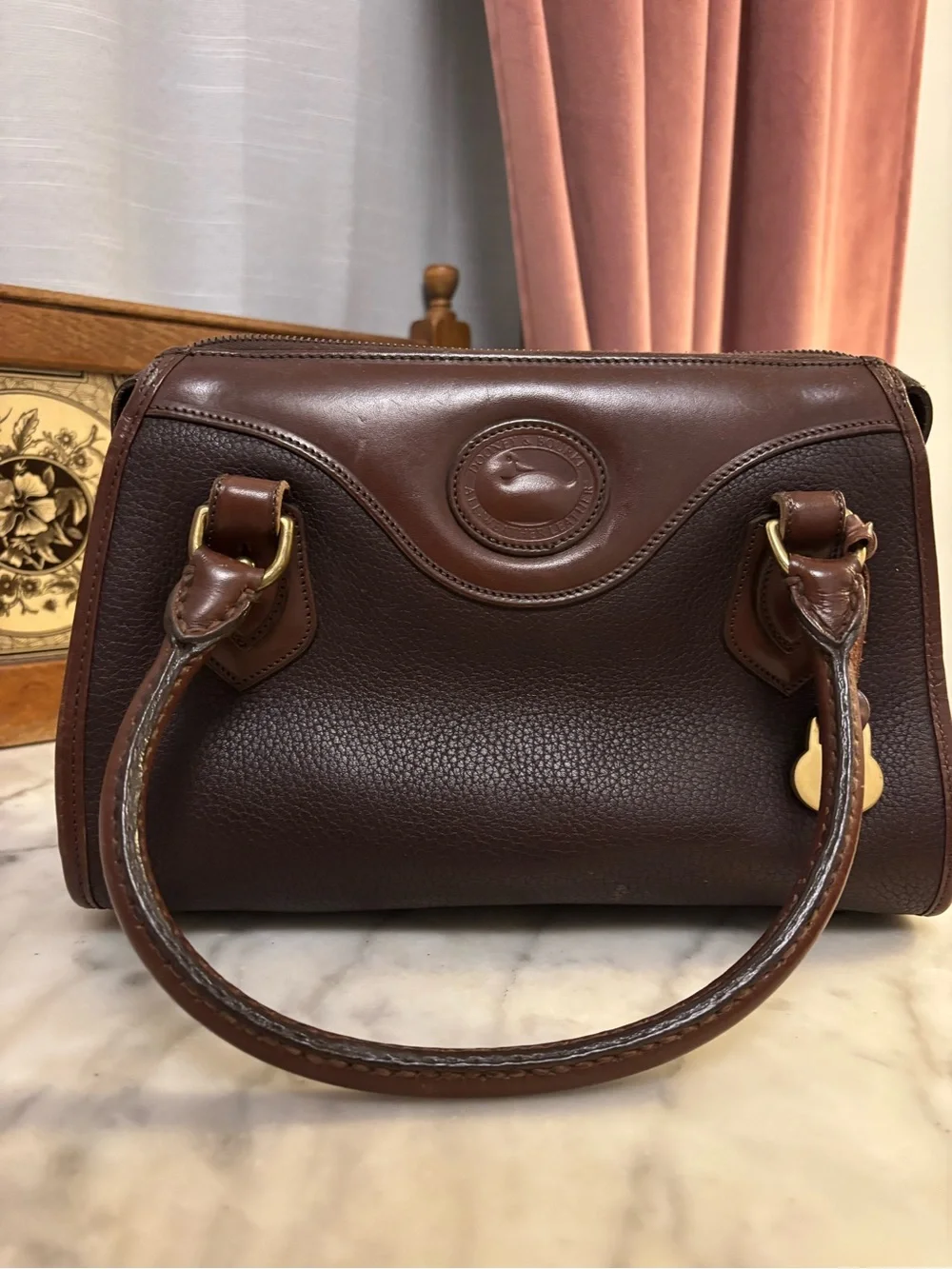 Vintage Dooney and Bourke Brown Leather Satchel Handbag